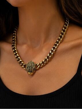 Gold-Tone Chunky Chain Necklace and Bracelet Set
